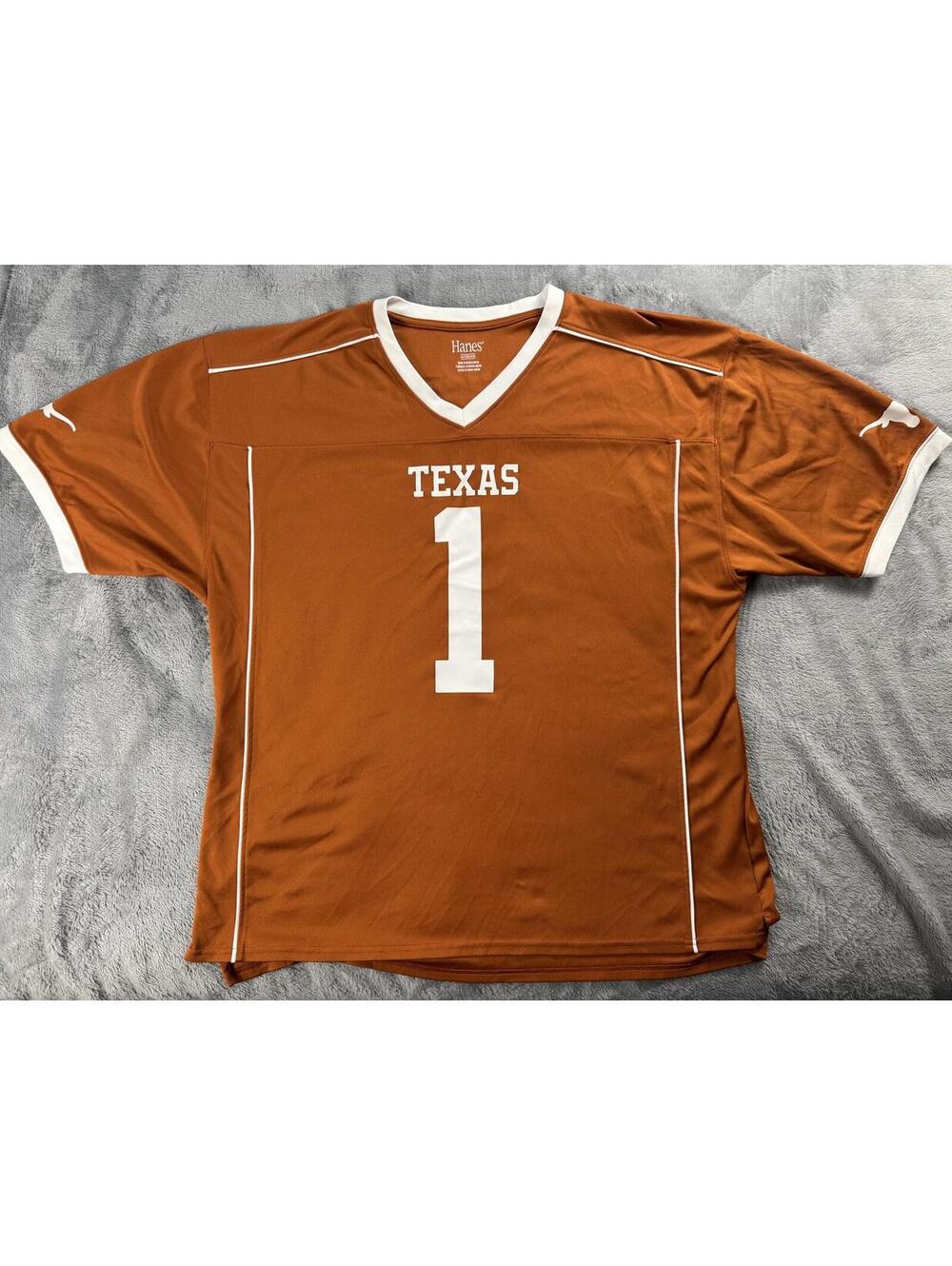 Hanes XL 46/48 University of Texas Longhorns 1 Home Football Jersey Burnt Orange